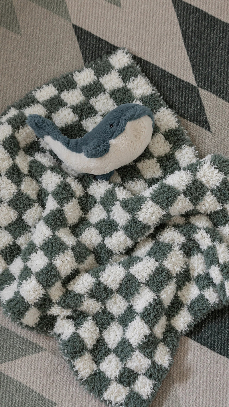 Baby's Breath & Forest Green Check Print Lovey-7