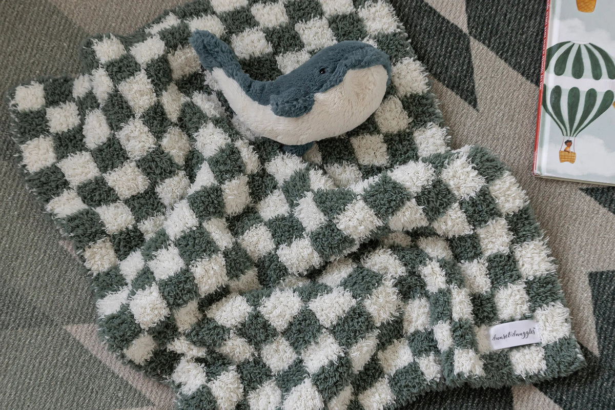 Baby's Breath & Forest Green Check Print Lovey-8