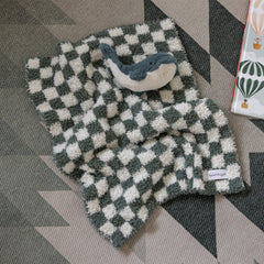 Baby's Breath & Forest Green Check Print Lovey-2