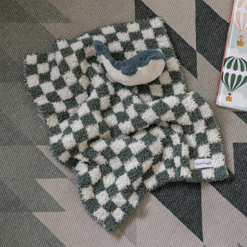 Baby's Breath & Forest Green Check Print Lovey-2