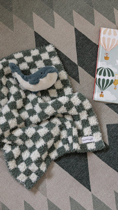 Baby's Breath & Forest Green Check Print Lovey-4