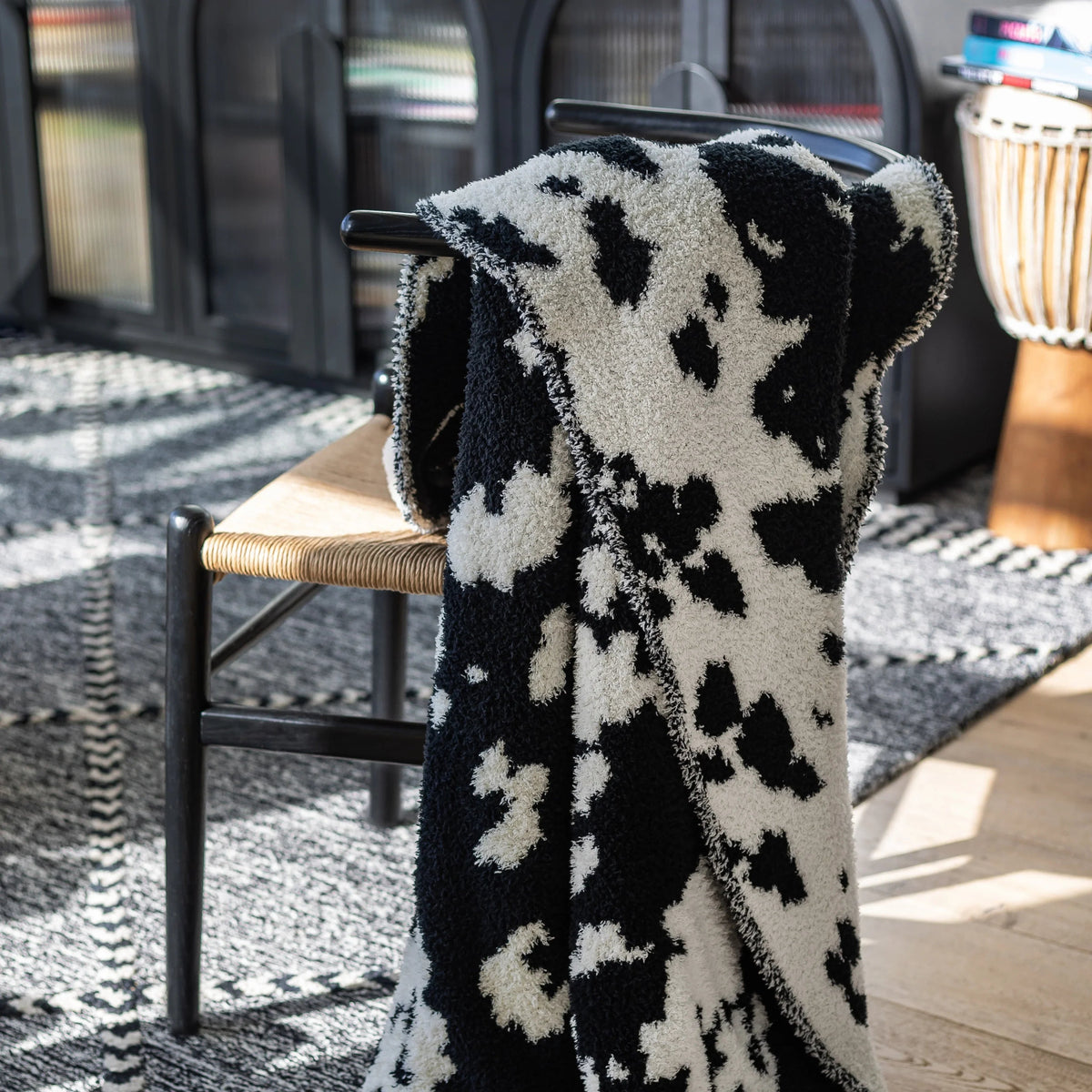 Tap Shoe & Baby's Breath Cow Print Extended Throw-11