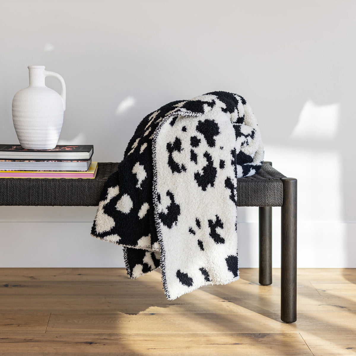 Tap Shoe & Baby's Breath Cow Print Extended Throw-3