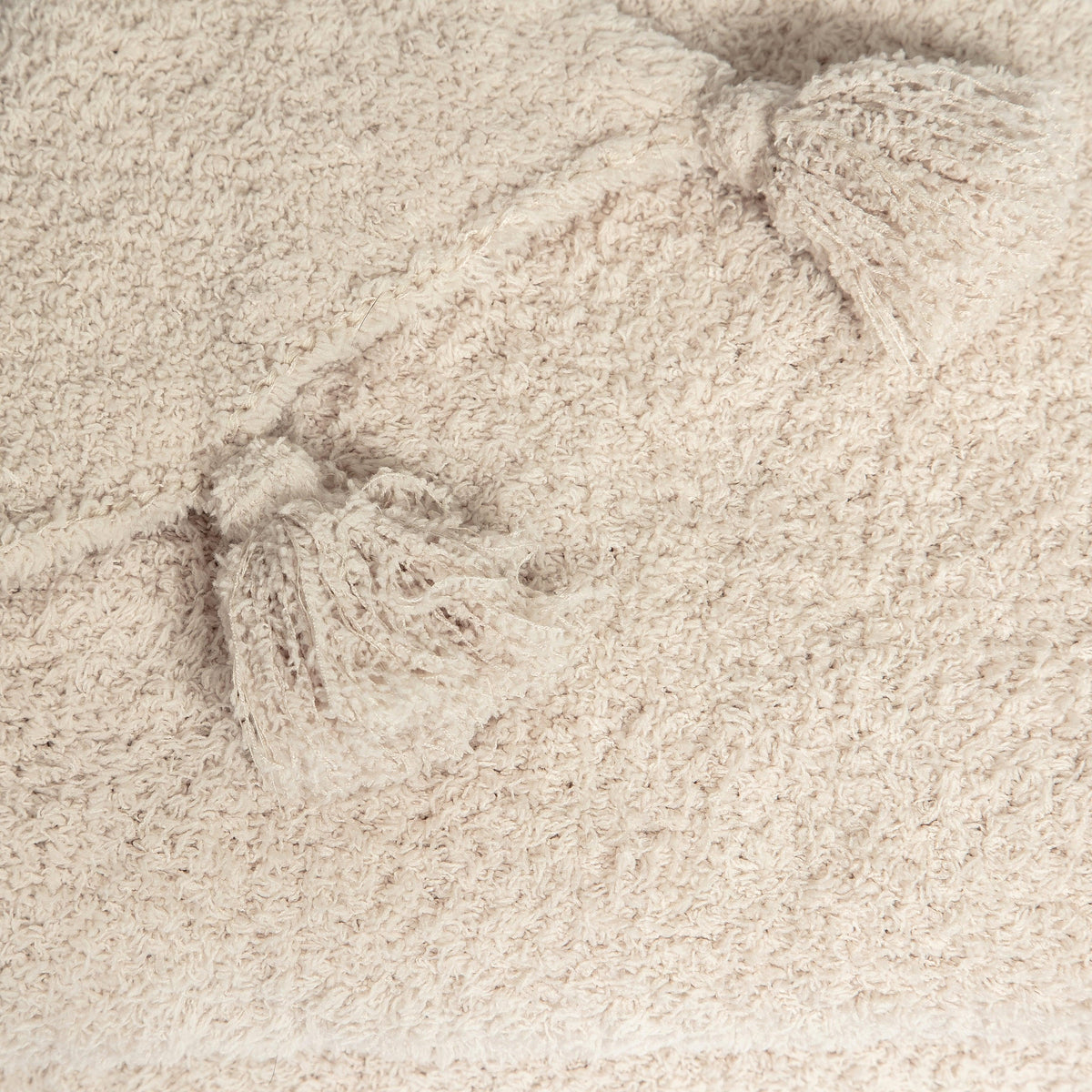 Blushing Beige Solid Double Layer with Tassels Print Extended Throw-4