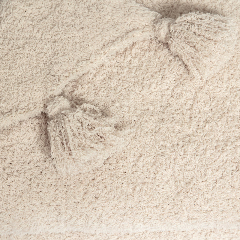 Blushing Beige Solid Double Layer with Tassels Print Extended Throw-4