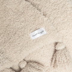 Blushing Beige Solid Double Layer with Tassels Print Extended Throw-6