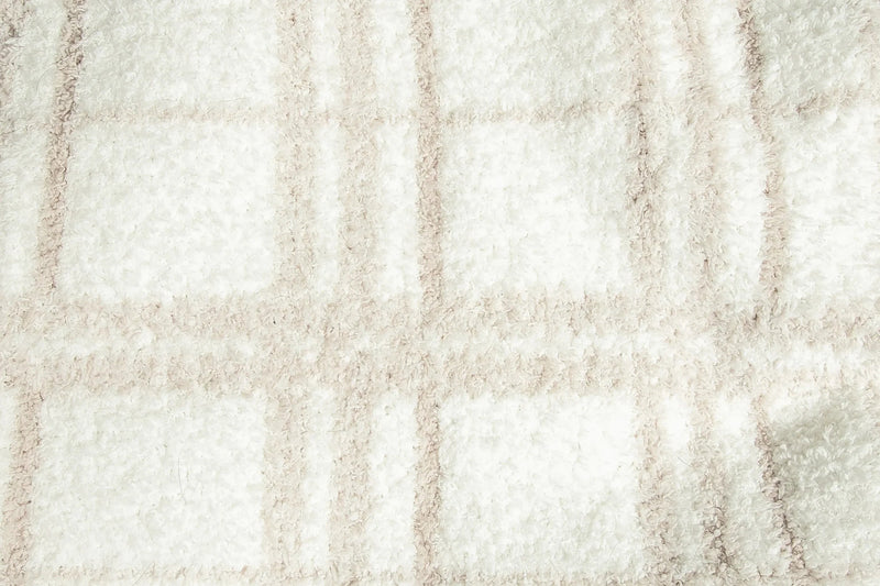 Blushing Beige & White Plaid Print Extended Throw-18