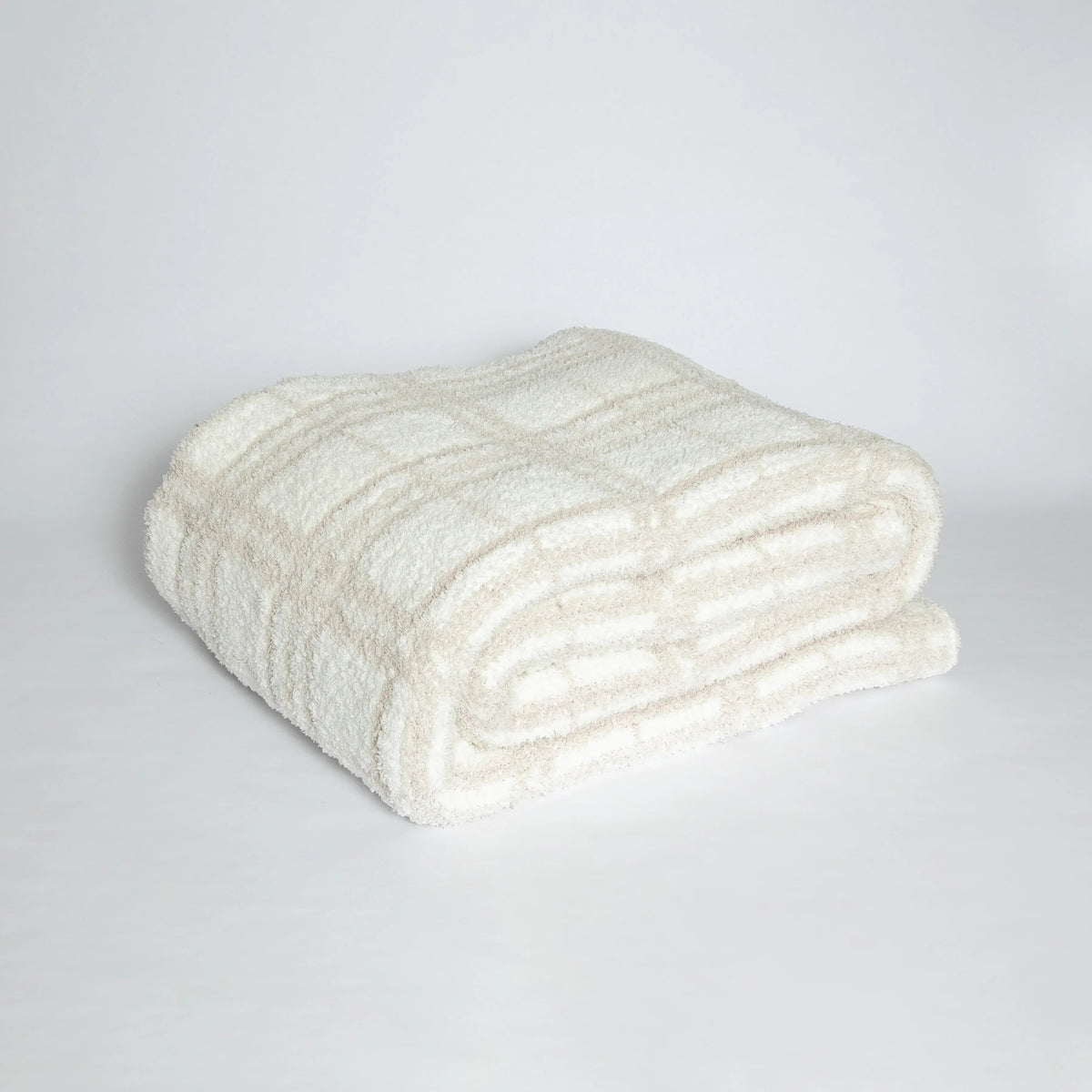 Blushing Beige & White Plaid Print Extended Throw-13