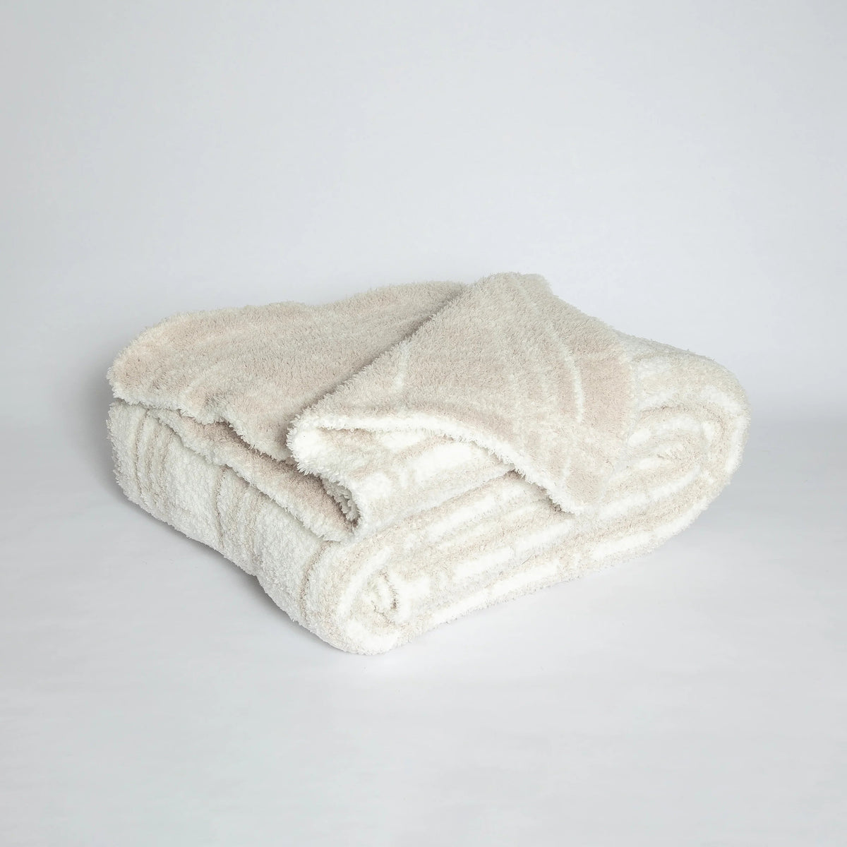 Blushing Beige & White Plaid Print Extended Throw-12