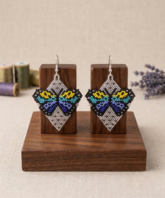 Butterfly Beaded Earrings (Silver)-1