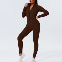 Women’s Seamless Zipper Yoga Bodysuit – Threaded Workout & Fitness Activewear-10