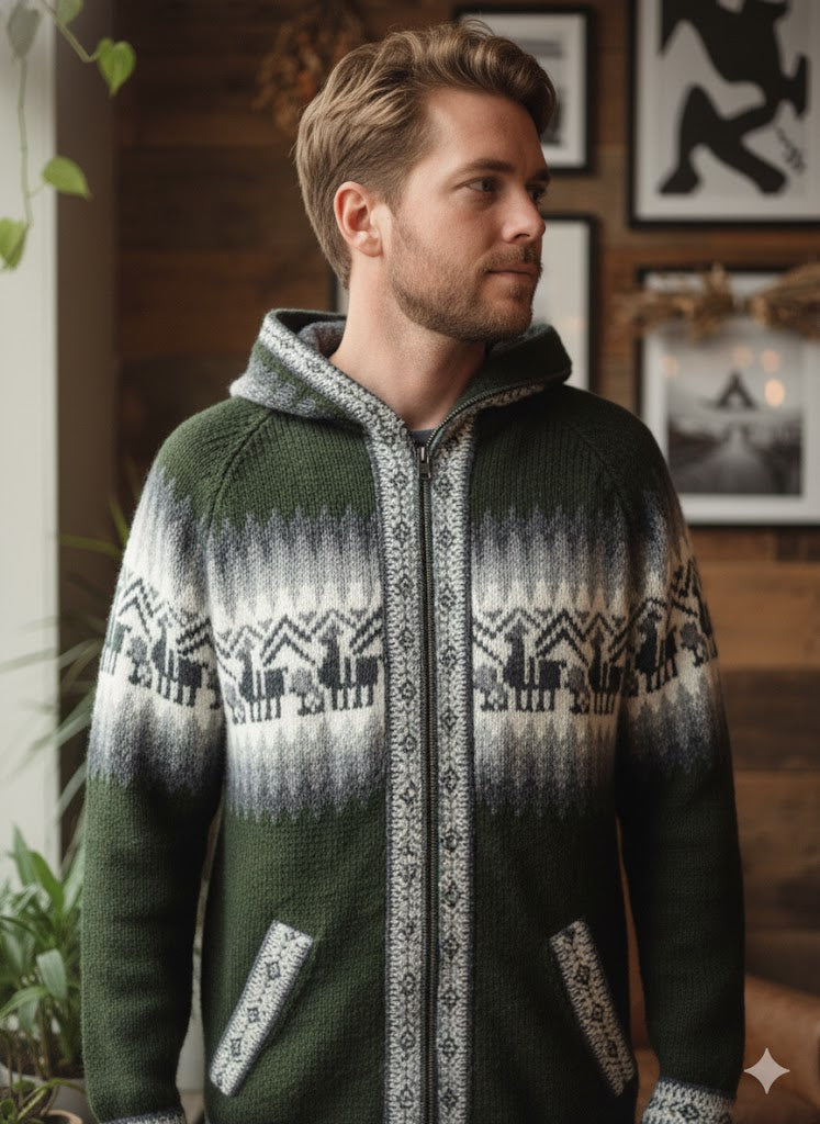 Unisex Light Green Alpaca Sweater-2