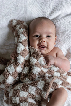 Chocolate Milk & White Check Print Lovey-4