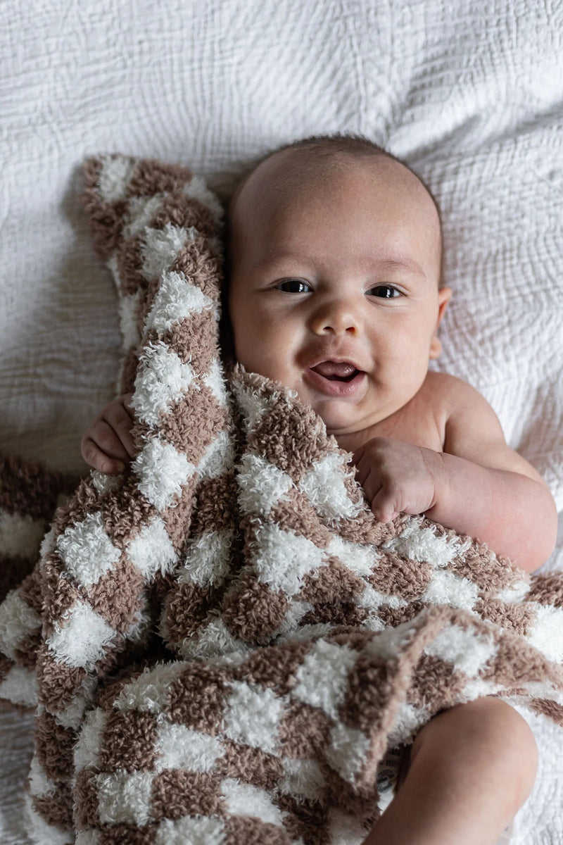 Chocolate Milk & White Check Print Lovey-4