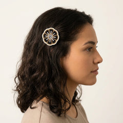 Golden Beaded Flower Barrette-2