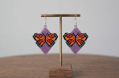 Butterfly Beaded Earrings (Purple)-1