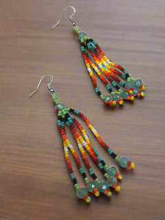 Light Green Six-Strand Beaded Cascade Earrings-2
