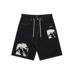 Jacker 'Poodle Pals' Denim Baggy Shorts - Black-1