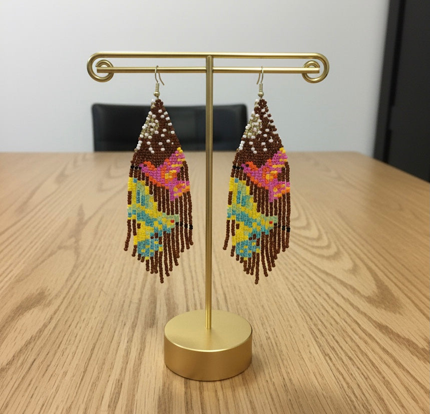 Dark brown Sky Dancer Beaded Earrings-2