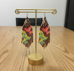 Dark brown Sky Dancer Beaded Earrings-2