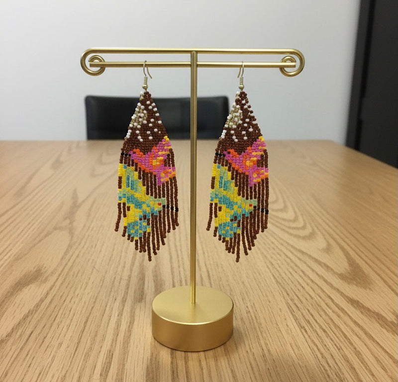 Dark brown Sky Dancer Beaded Earrings-2