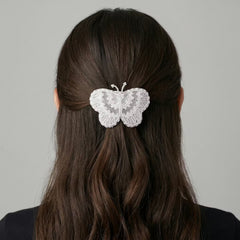 Silver Butterfly Beaded Barrette-1