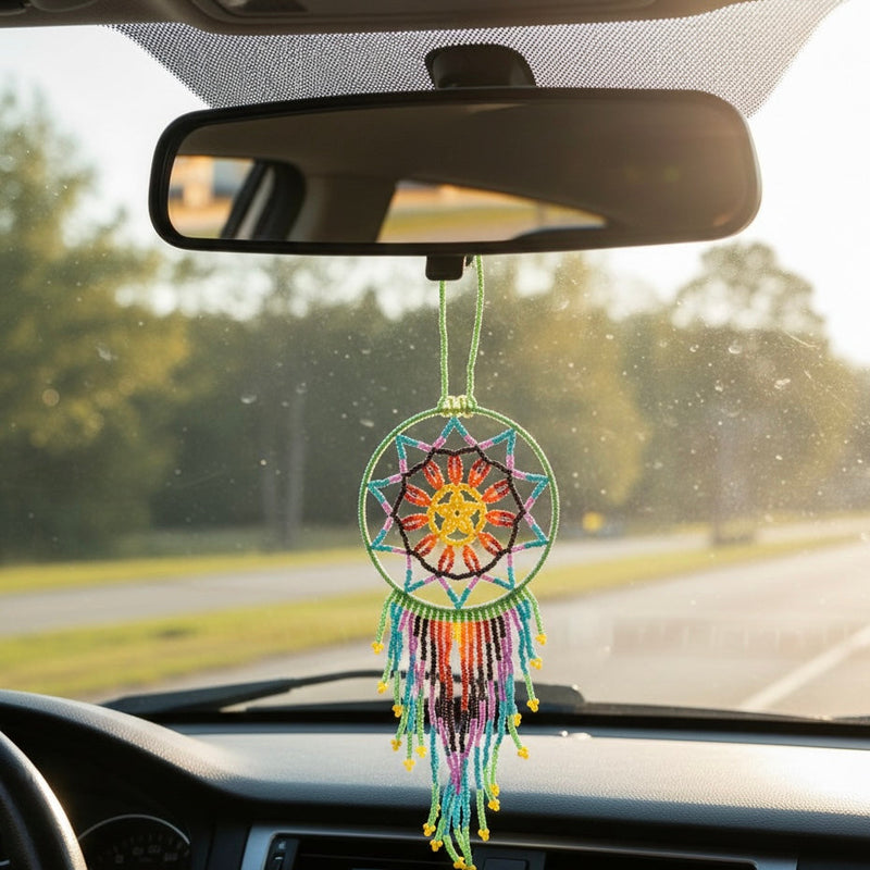 Green yellow ,Celestial Beaded Handmade Dreamcatcher-2
