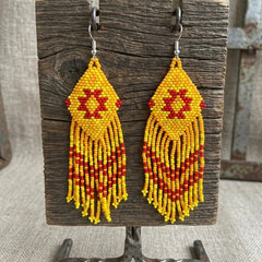 Fringe Bead Drop Earrings (Yellow)-4