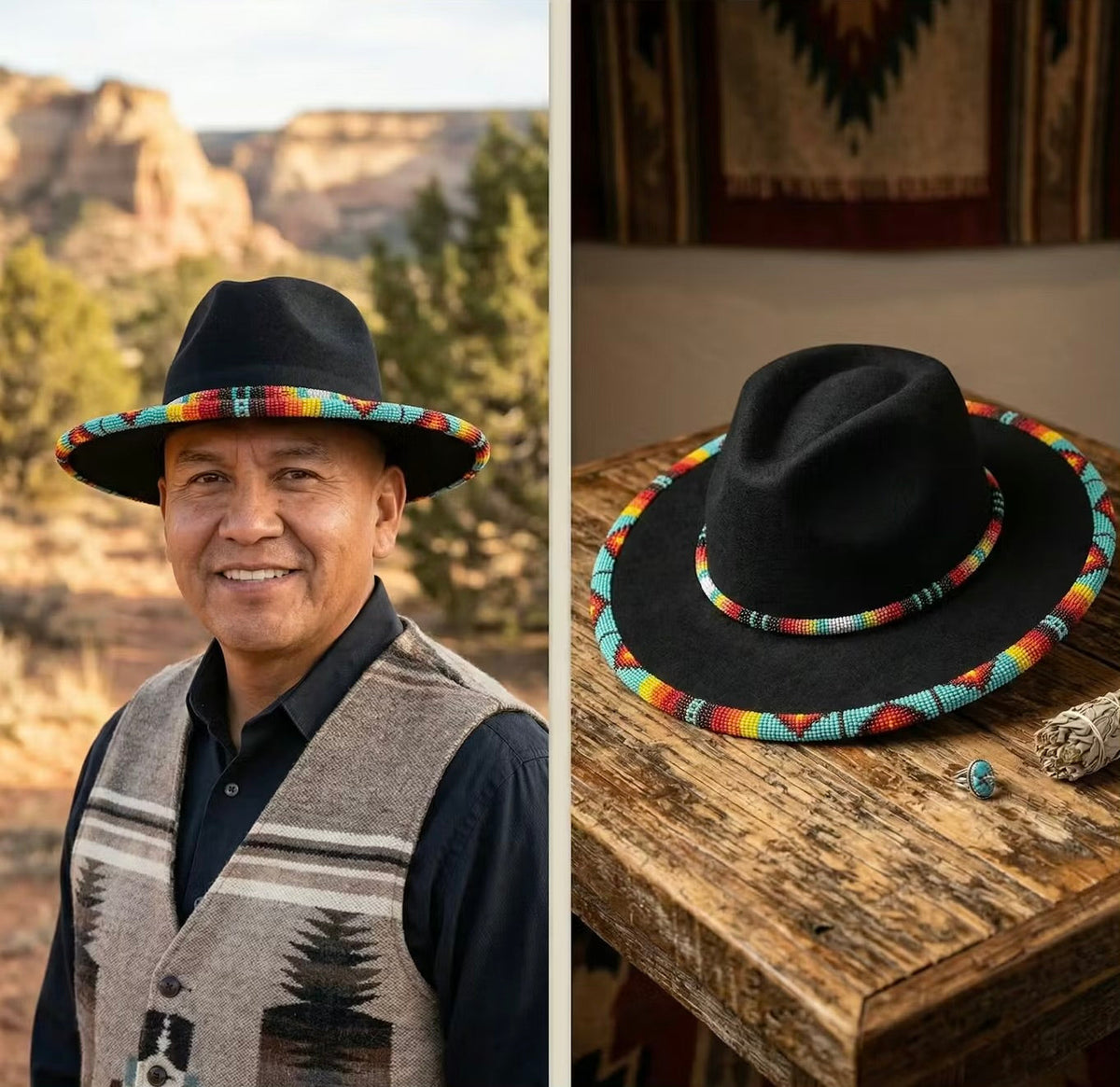 Size-59 Handmade Beaded Hat-1