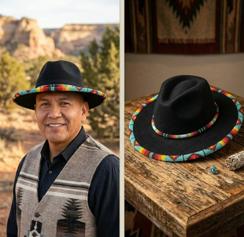 Size-59 Handmade Beaded Hat-1