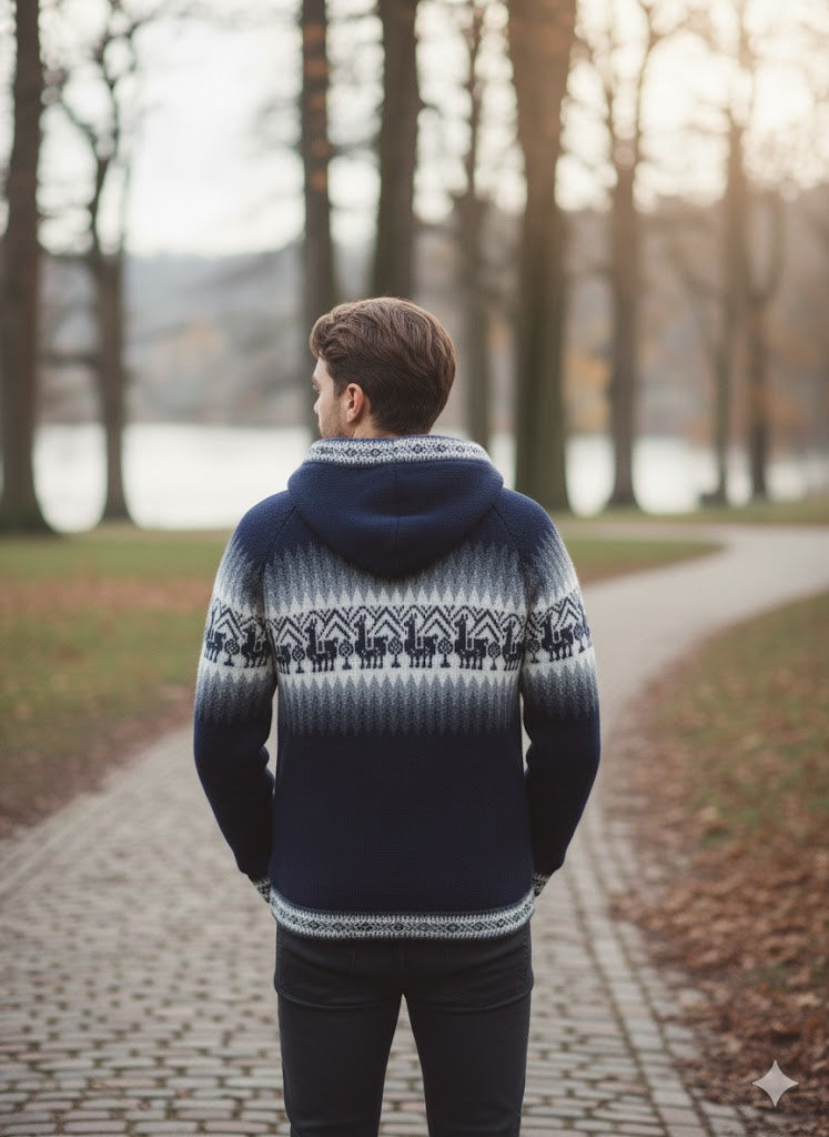 Unisex Alpaca Navy Blue Sweater-3
