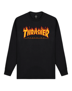 Thrasher 'Flame Logo' L/S Tee - Black-1