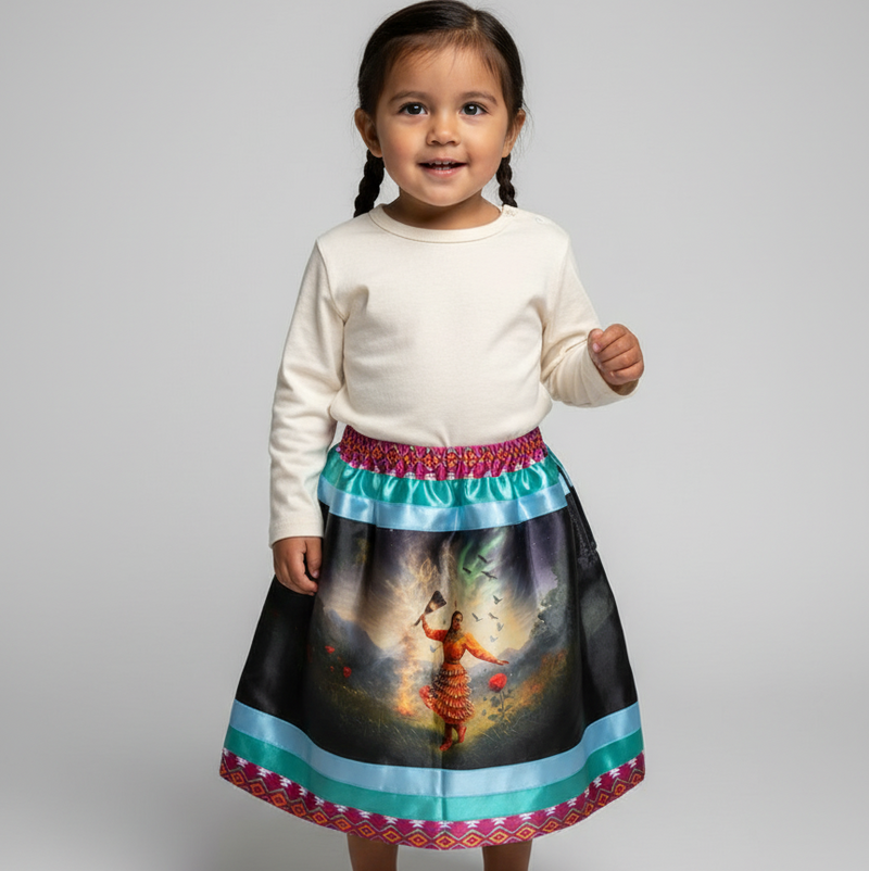 Satin Infants Dancing of Wind Ribbon Skirt-4