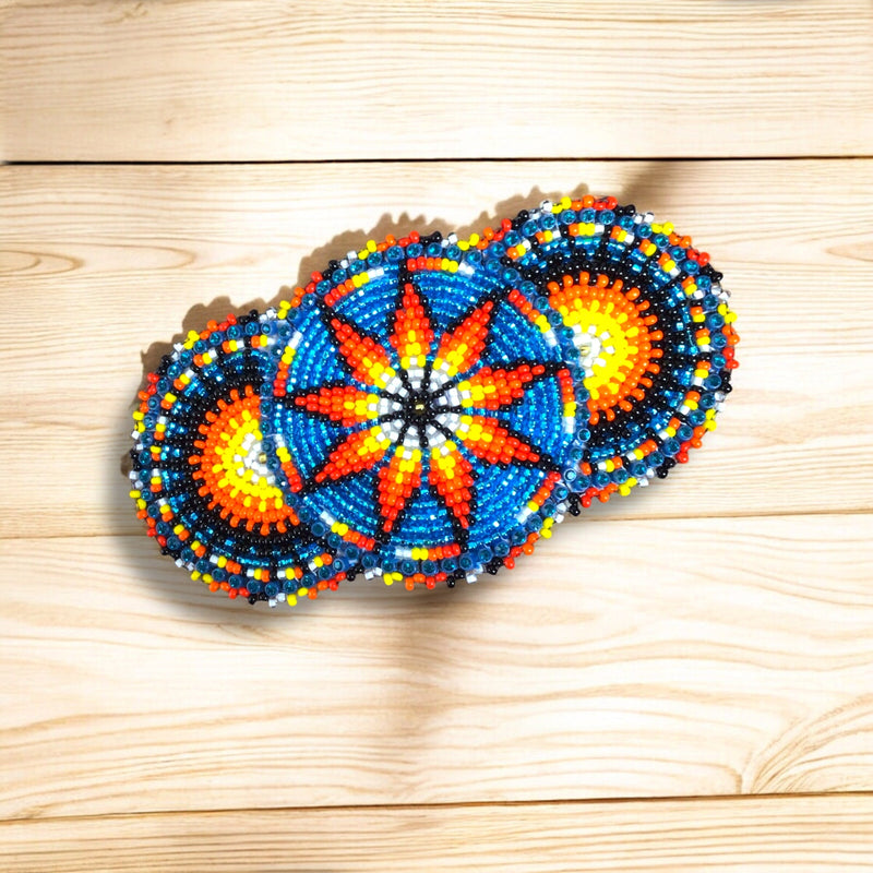 Neon Blue Native American Beaded Barrettes-2