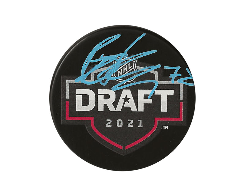 Disco del Draft de la NHL 2021 autografiado por Brennan Othmann-1