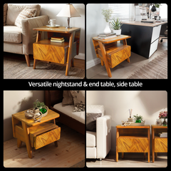 Rum Solid Wood Nightstand-6