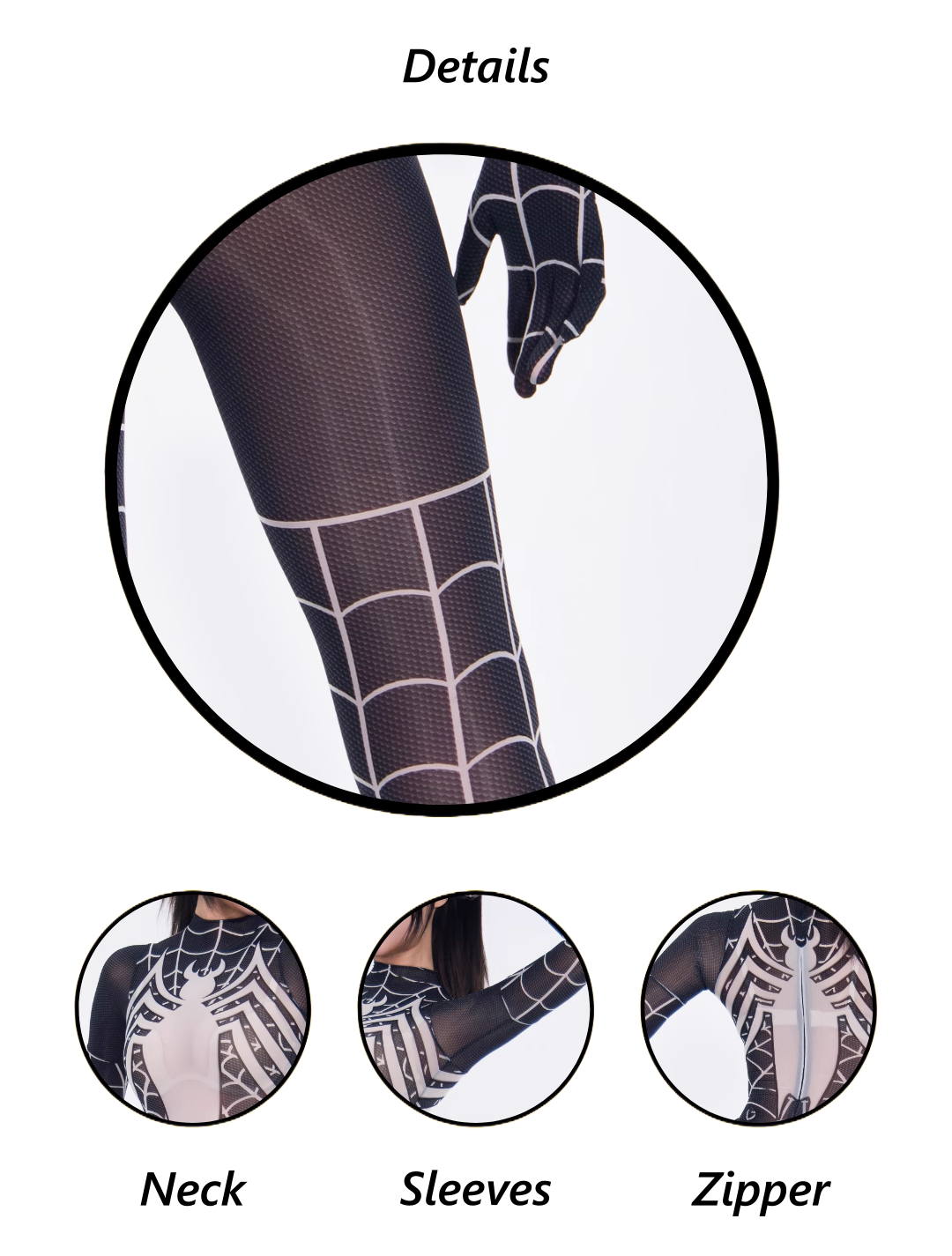 Symbiote Spider Girl Sheer 10D Nylon Full Bodysuit Body Stocking Lingerie-14