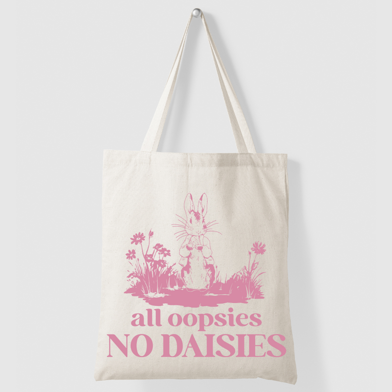 All Oopsies, No Daisies Bunny Tote Bag-1
