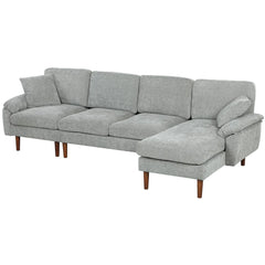Grey L-Shape Sectional Sofa – Modern Reversible Chaise Couch with Pillows & Wooden Legs (United States & Canada Delivery Only)-1