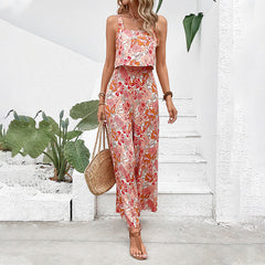 Women's Printed Square-Neck Camisole Cropped Jumpsuit-9