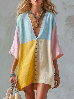 Women’s Loose-Fit Cropped Dress – Casual Relaxed Short Dress for Summer & Everyday Wear-2