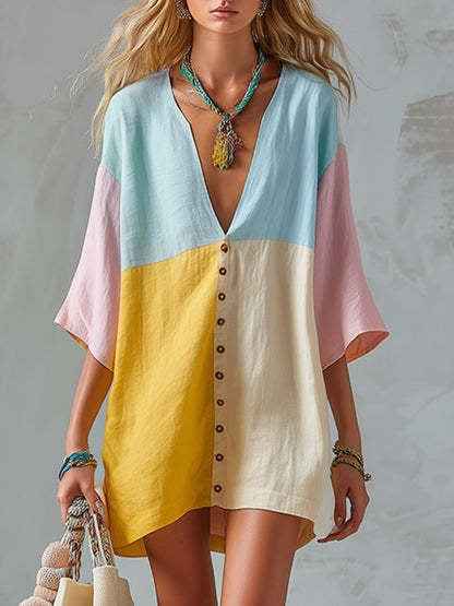 Women’s Loose-Fit Cropped Dress – Casual Relaxed Short Dress for Summer & Everyday Wear-2