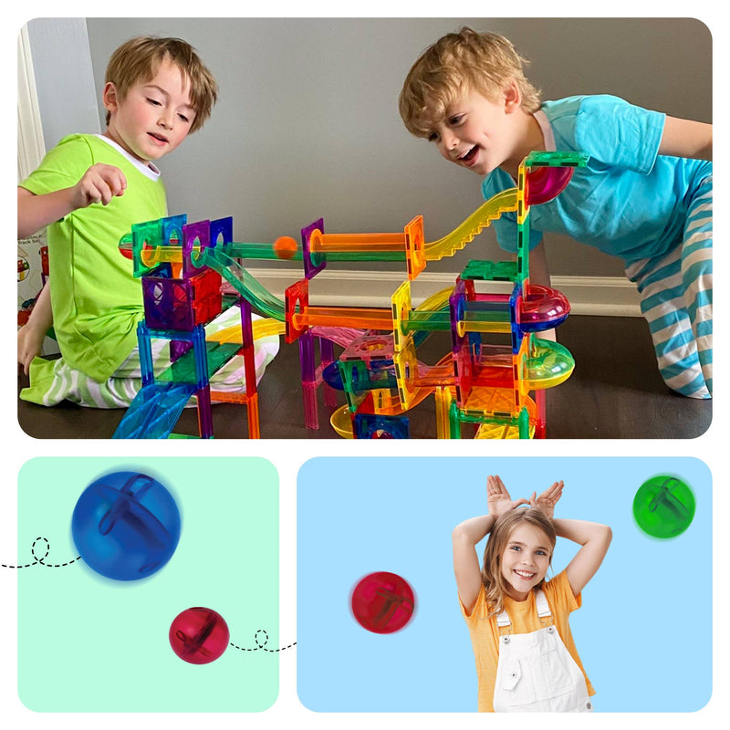 PicassoTiles - PicassoTiles Magnetic Marble Run Set: 70-Piece Set - Ages 3+-6