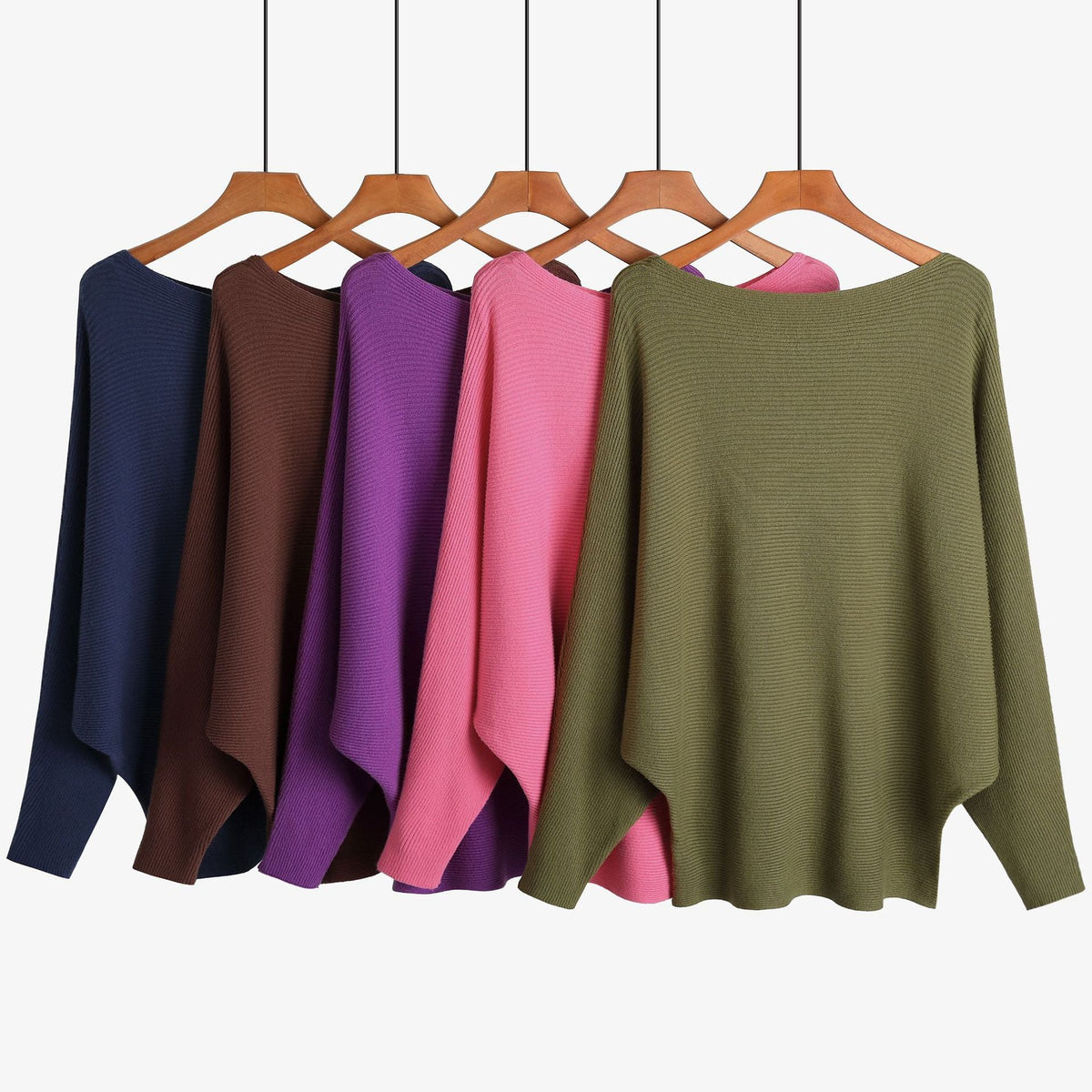 Women’s Halter Neck Batwing Knit Pullover Top – Stretchy Relaxed-Fit Casual Sweater-1