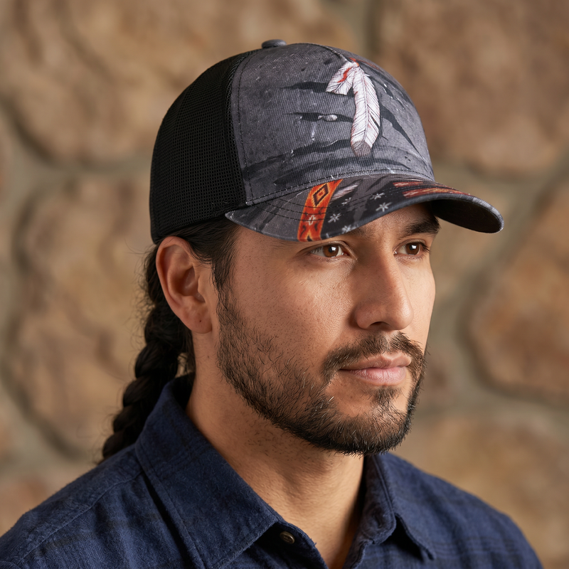 Feather printed hat-2
