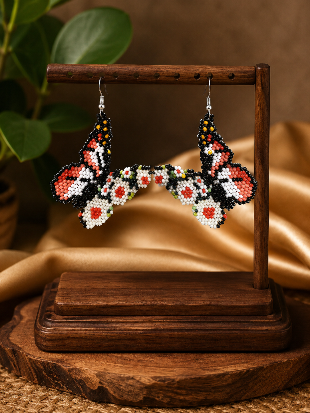 Light blue Dancing Butterfly Beaded Earrings-2