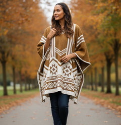Brown Pure Llama wool Ponchos-1