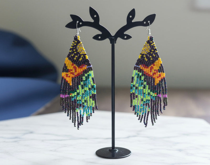 Purple Sky Dancer Beaded Earrings-4