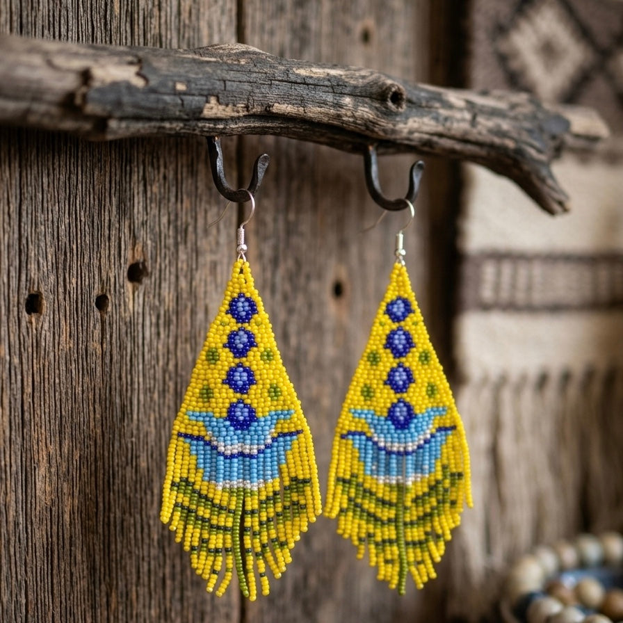 Yellow Flame Blossom Drop Earrings-1