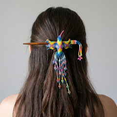 Blue Hummingbird Beaded Hair Stick-4
